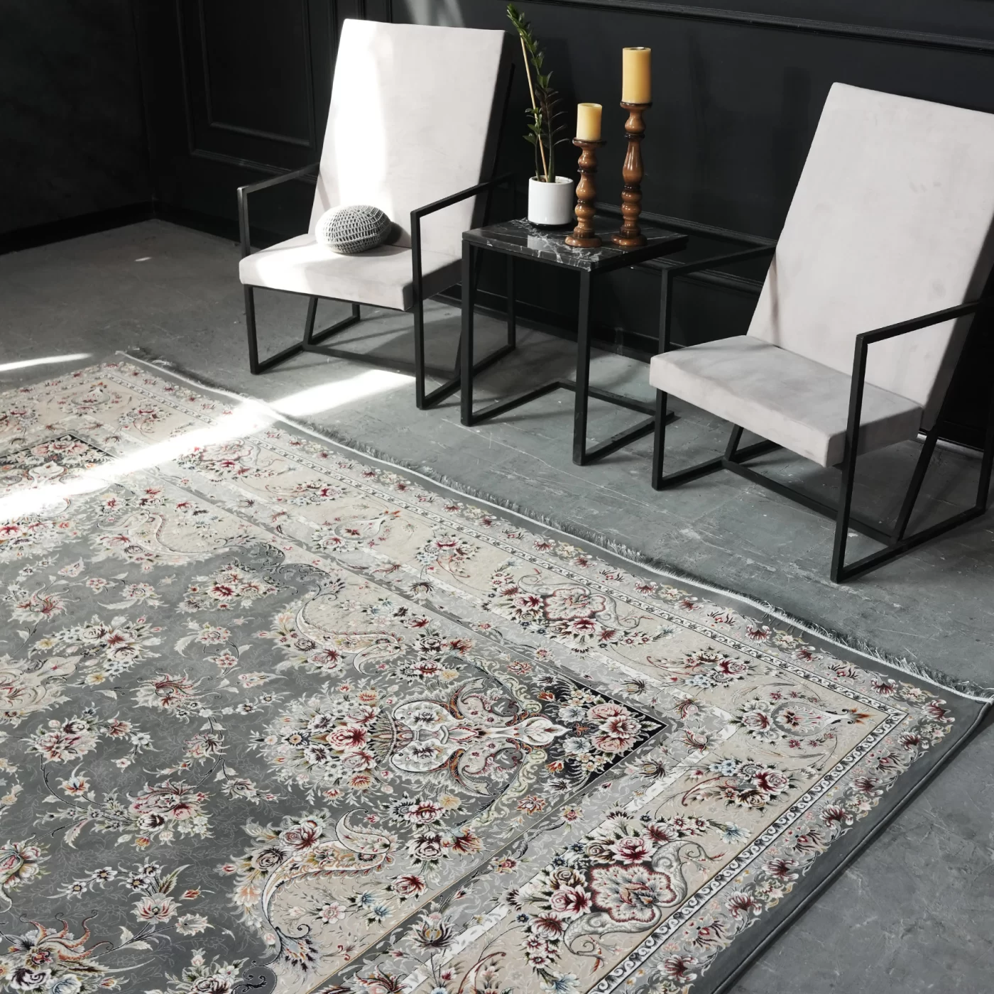 فرش ماشینی 1200 شانه تراکم 3600 گل برجسته طرح آذین دلفینی