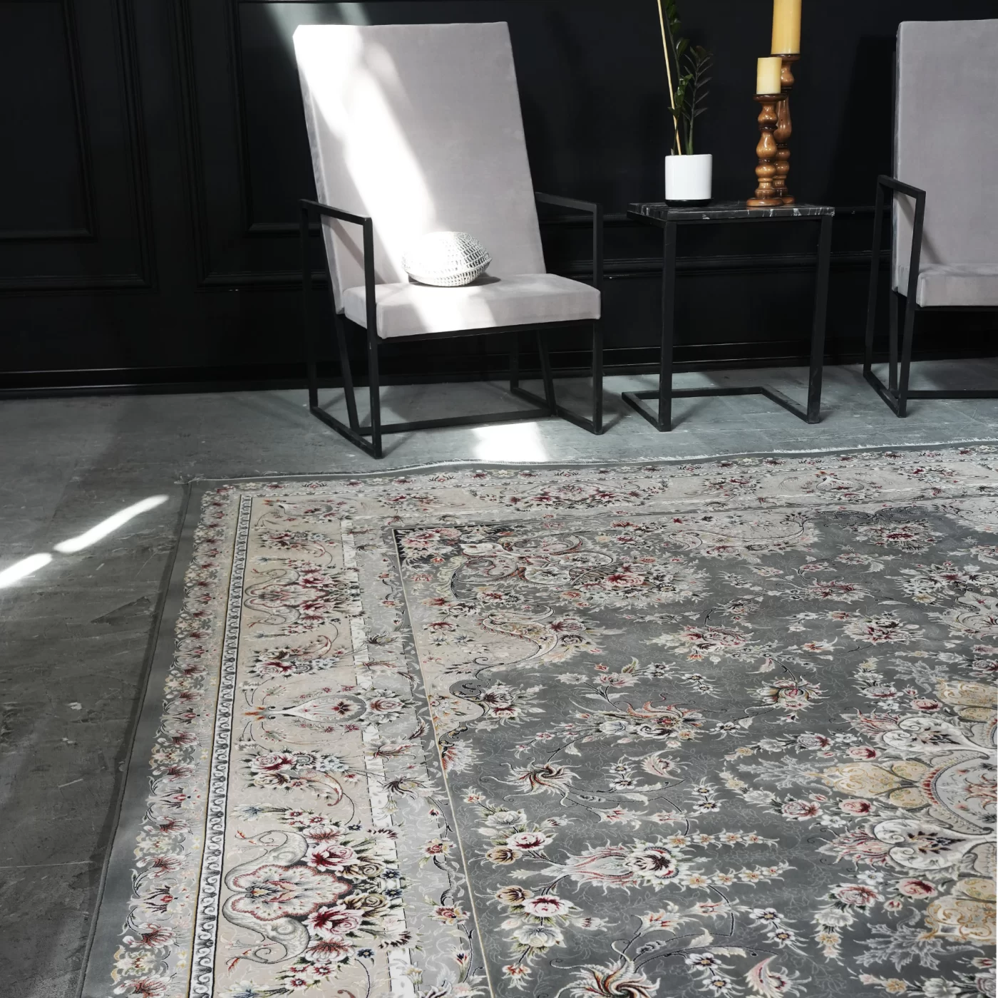 فرش ماشینی 1200 شانه تراکم 3600 گل برجسته طرح آذین دلفینی