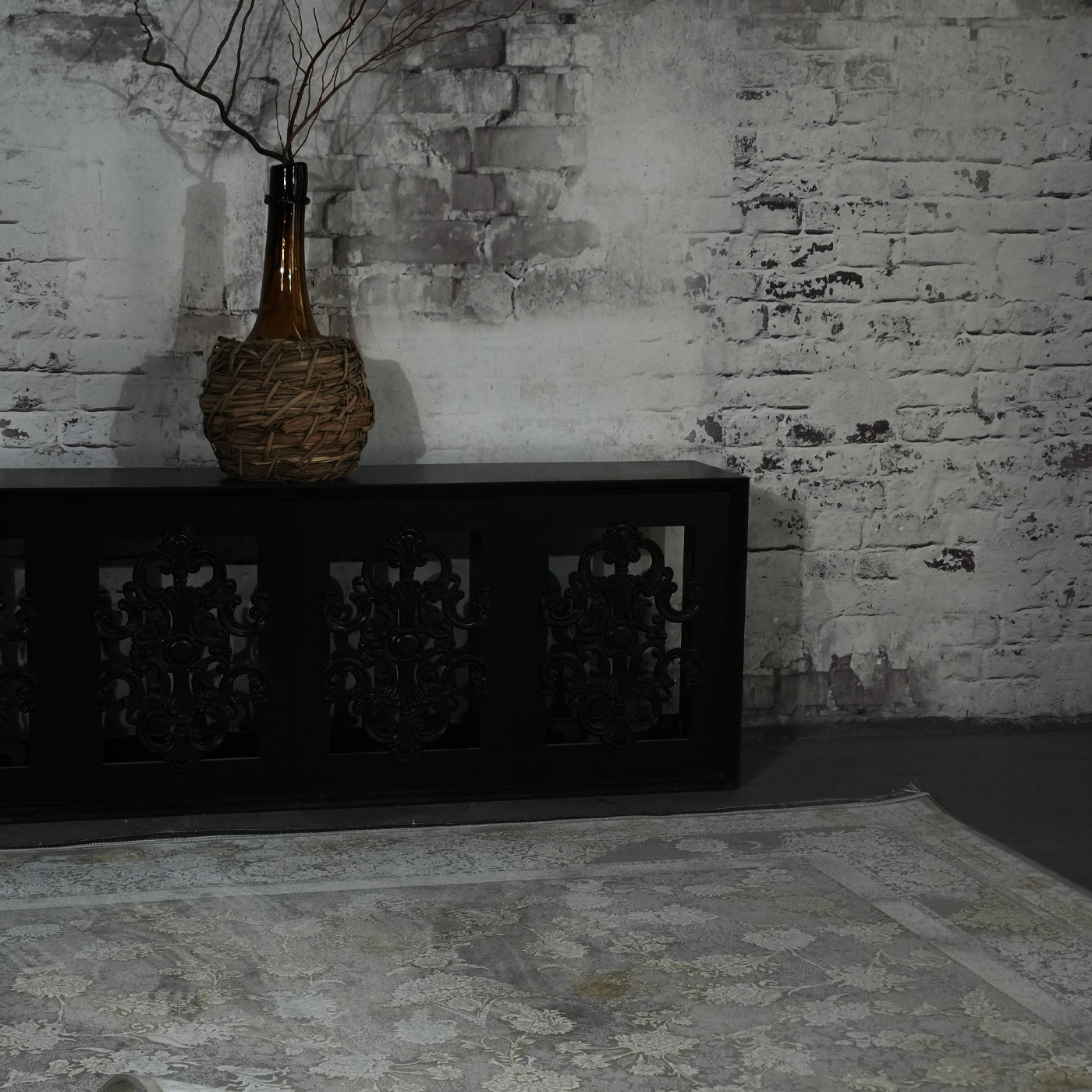 فرش ماشینی 1200 شانه تراکم 3600 گل برجسته طرح بهامین بژ