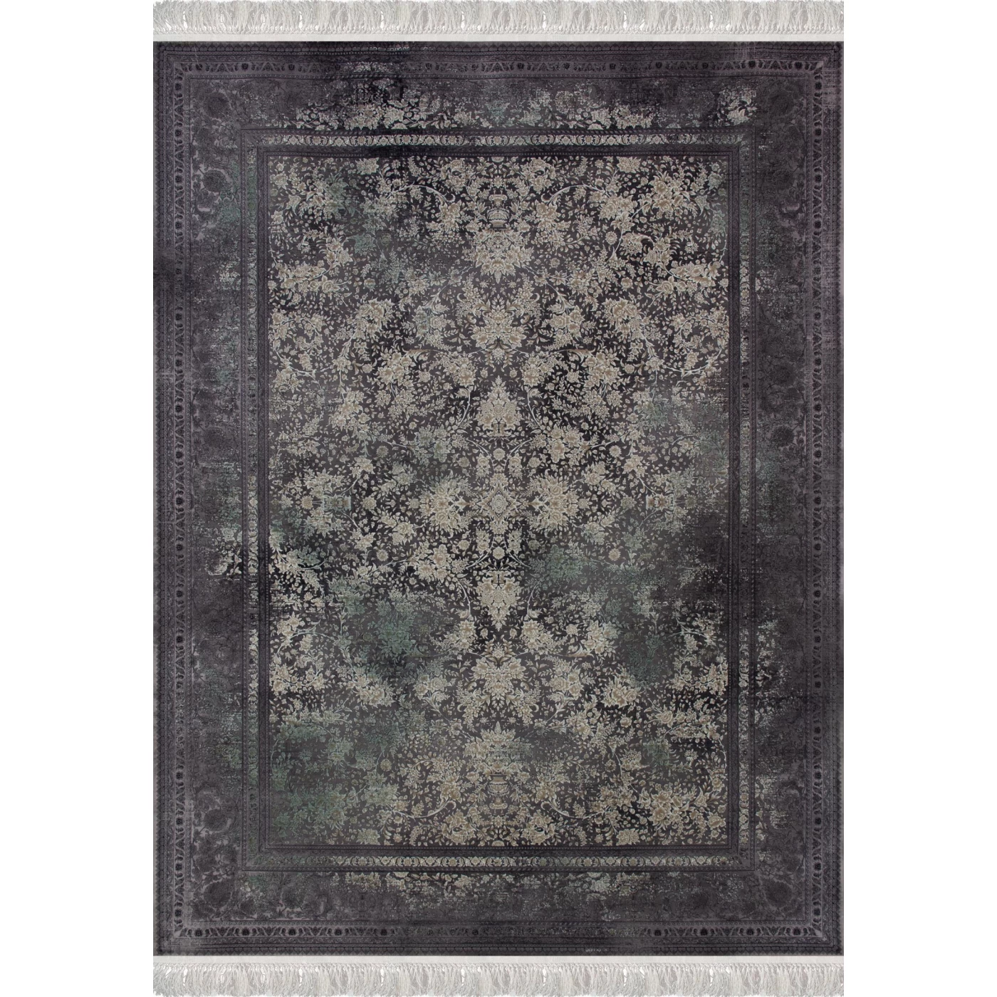 فرش ماشینی 1200 شانه تراکم 3600 گل برجسته طرح برلین صدفی سبز