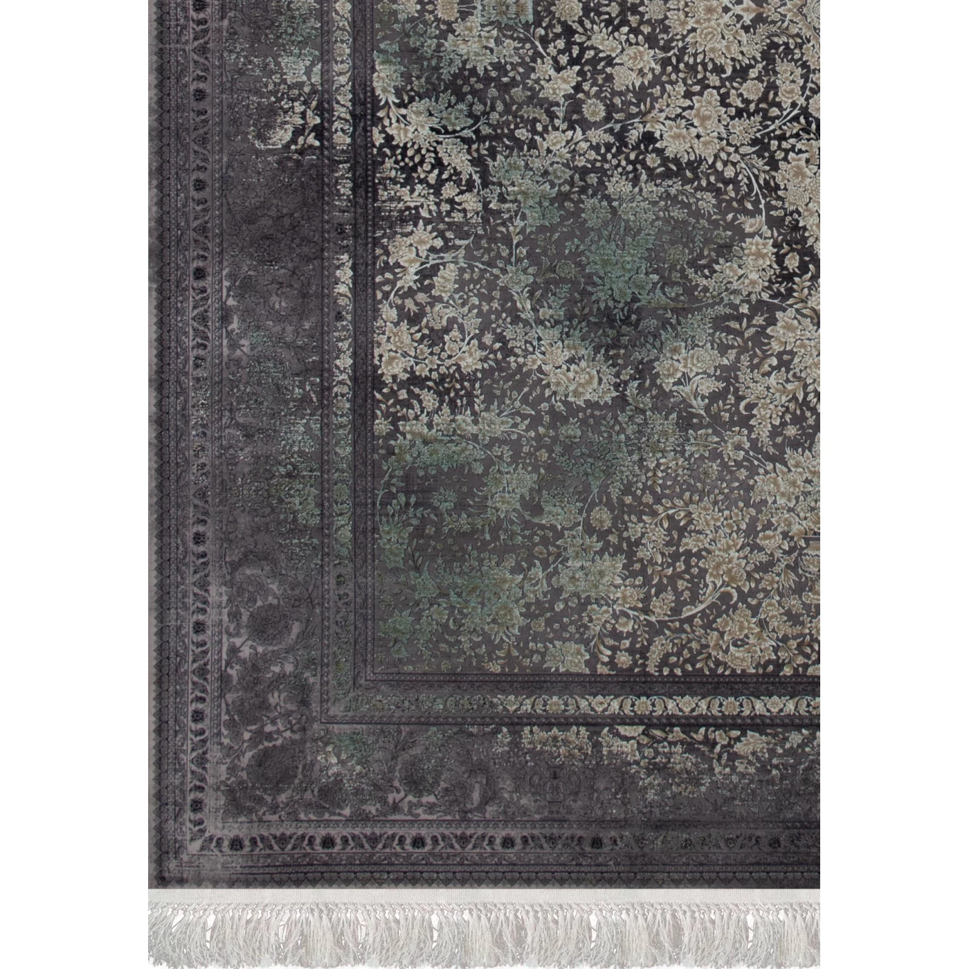 فرش ماشینی 1200 شانه تراکم 3600 گل برجسته طرح برلین صدفی سبز