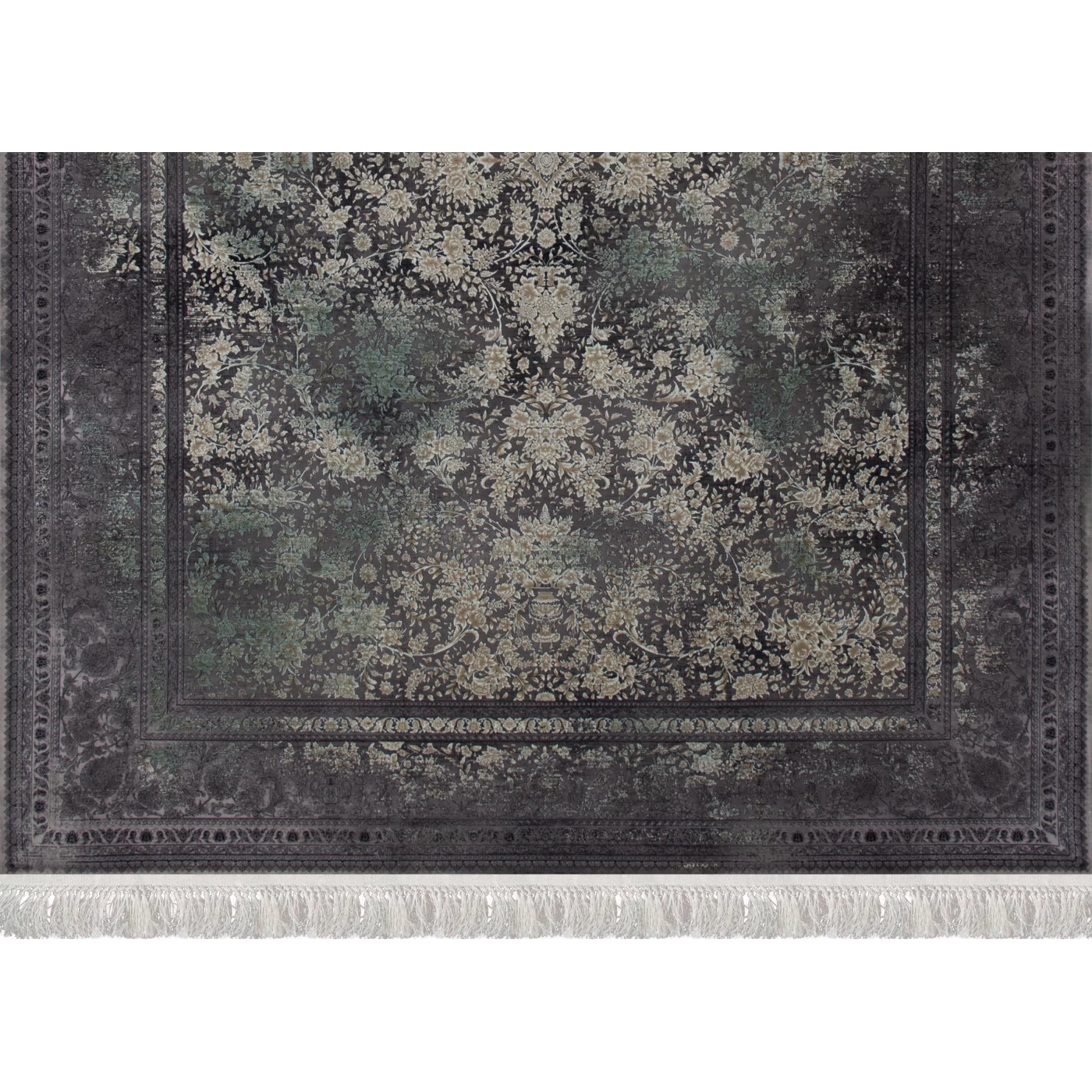 فرش ماشینی 1200 شانه تراکم 3600 گل برجسته طرح برلین صدفی سبز