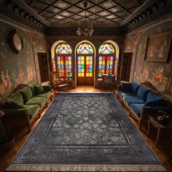 سجادة ماشینی ١٢٠٠ عقدة بكثافة ٣٦٠٠ – نقوش بارزة  برلين صدفی أخضر  - بازار راج - سجادة 1200 عقدة عرضية