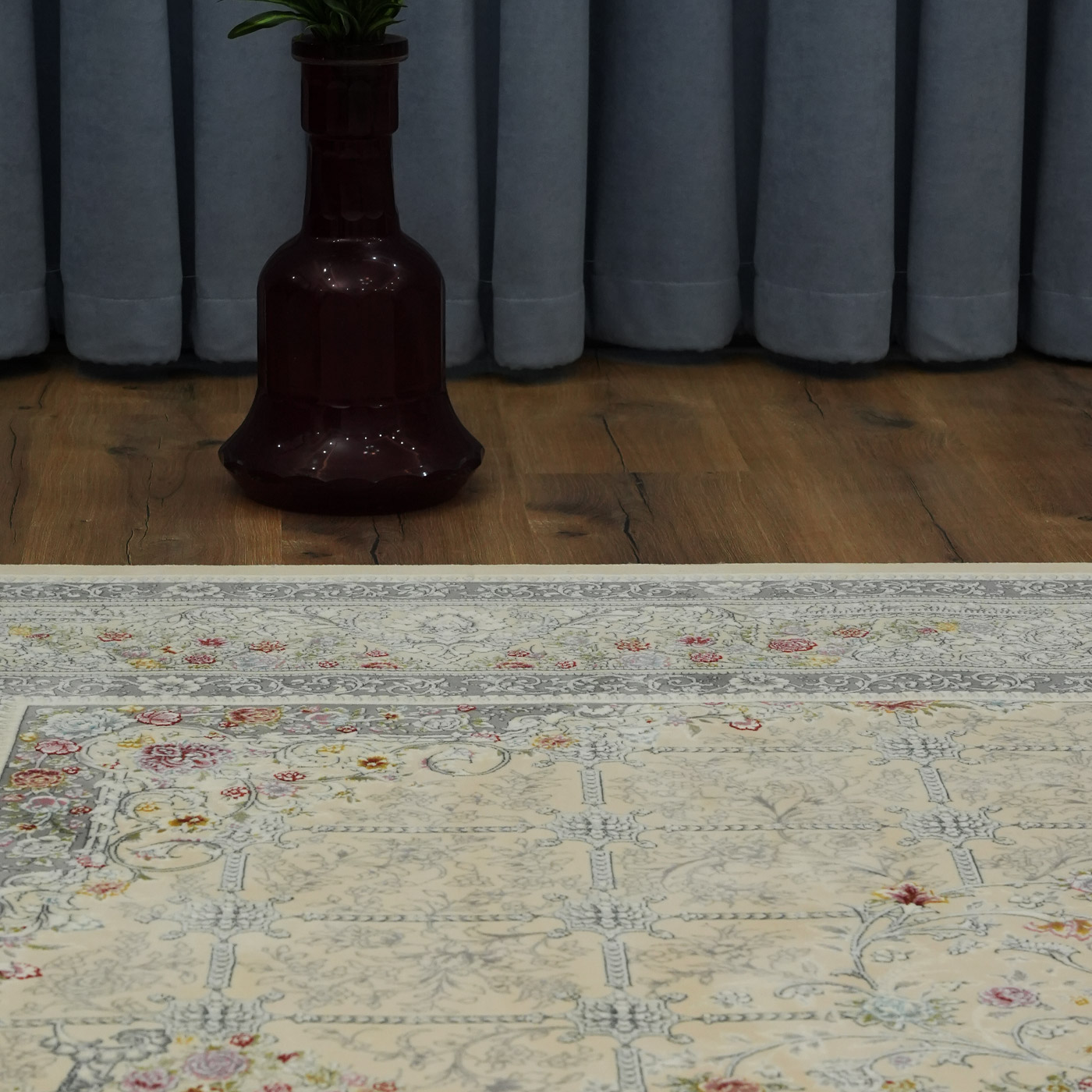 فرش ماشینی 1200 شانه تراکم 3600 طرح دلبر کرم