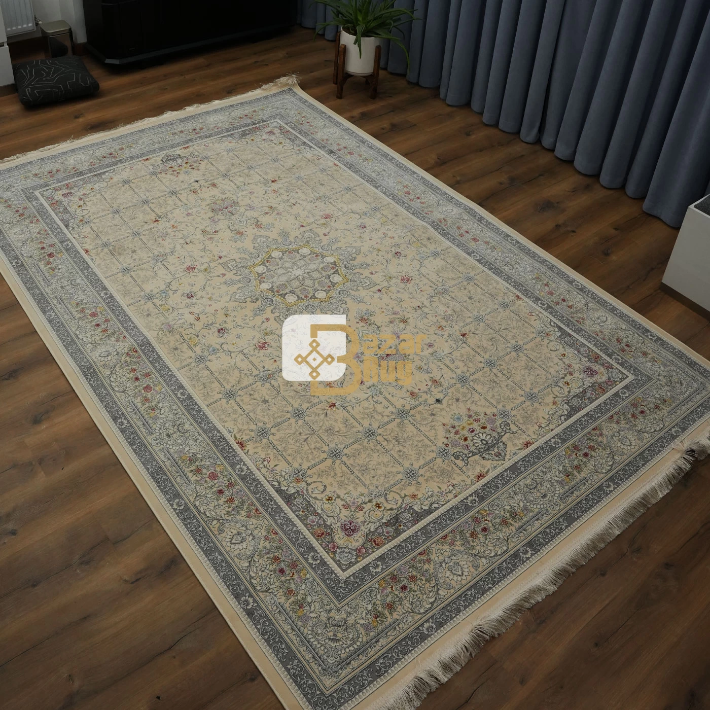 فرش ماشینی 1200 شانه تراکم 3600 طرح دلبر کرم