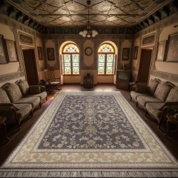 فرش ماشینی 1200 شانه تراکم 3600گل برجسته طرح دلکش دلفینی