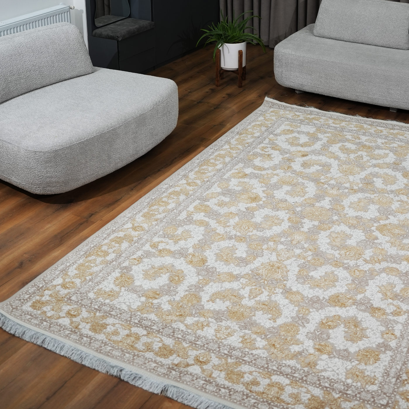  فرش ماشینی 1200 شانه تراکم 3600گل برجسته طرح دلکش صدفی