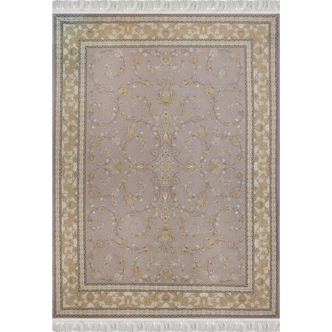 فرش ماشینی 1200 شانه تراکم 3600گل برجسته طرح دلکش یاسی