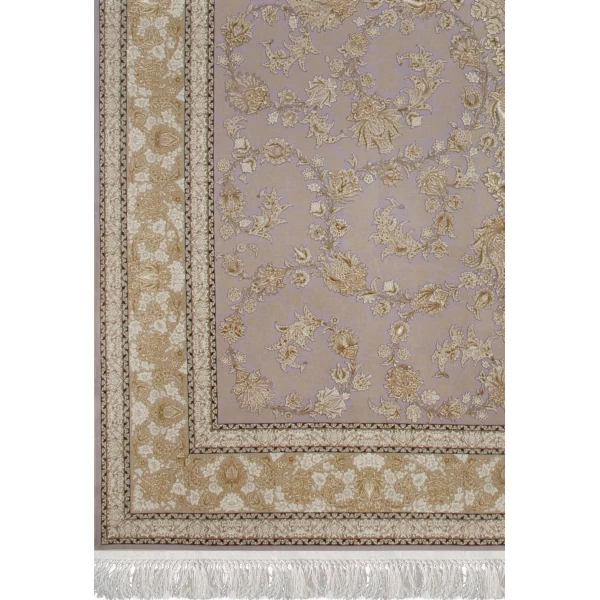 فرش ماشینی 1200 شانه تراکم 3600گل برجسته طرح دلکش یاسی