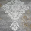 فرش ماشینی 1200 شانه تراکم 3600 گل برجسته طرح اریکا نقره ای