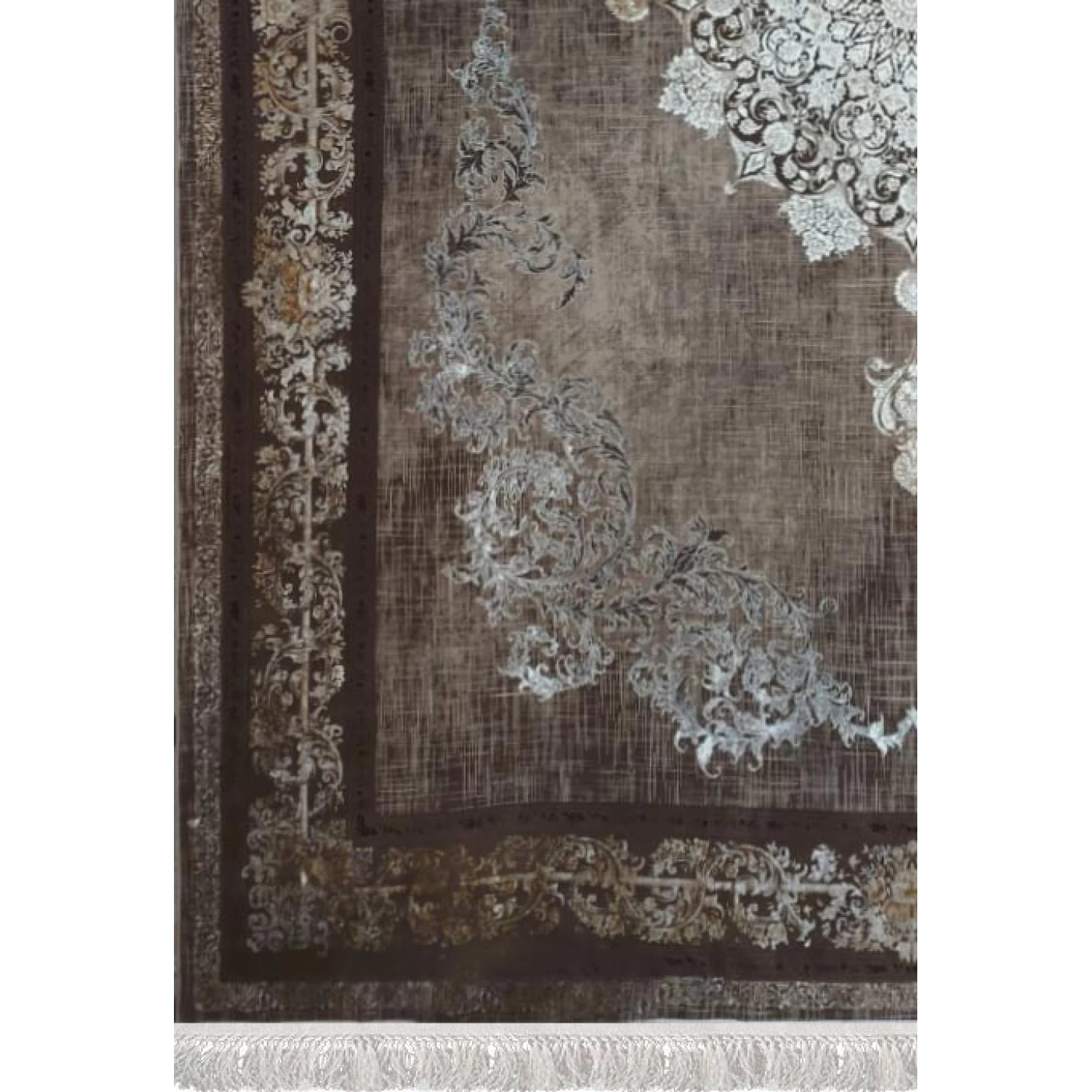 فرش ماشینی 1200 شانه تراکم 3600 گل برجسته طرح همدم شکلاتی