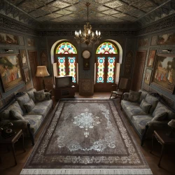 فرش ماشینی 1200 شانه تراکم 3600 گل برجسته طرح همدم شکلاتی - بازارفرش - فرش 1200 شانه