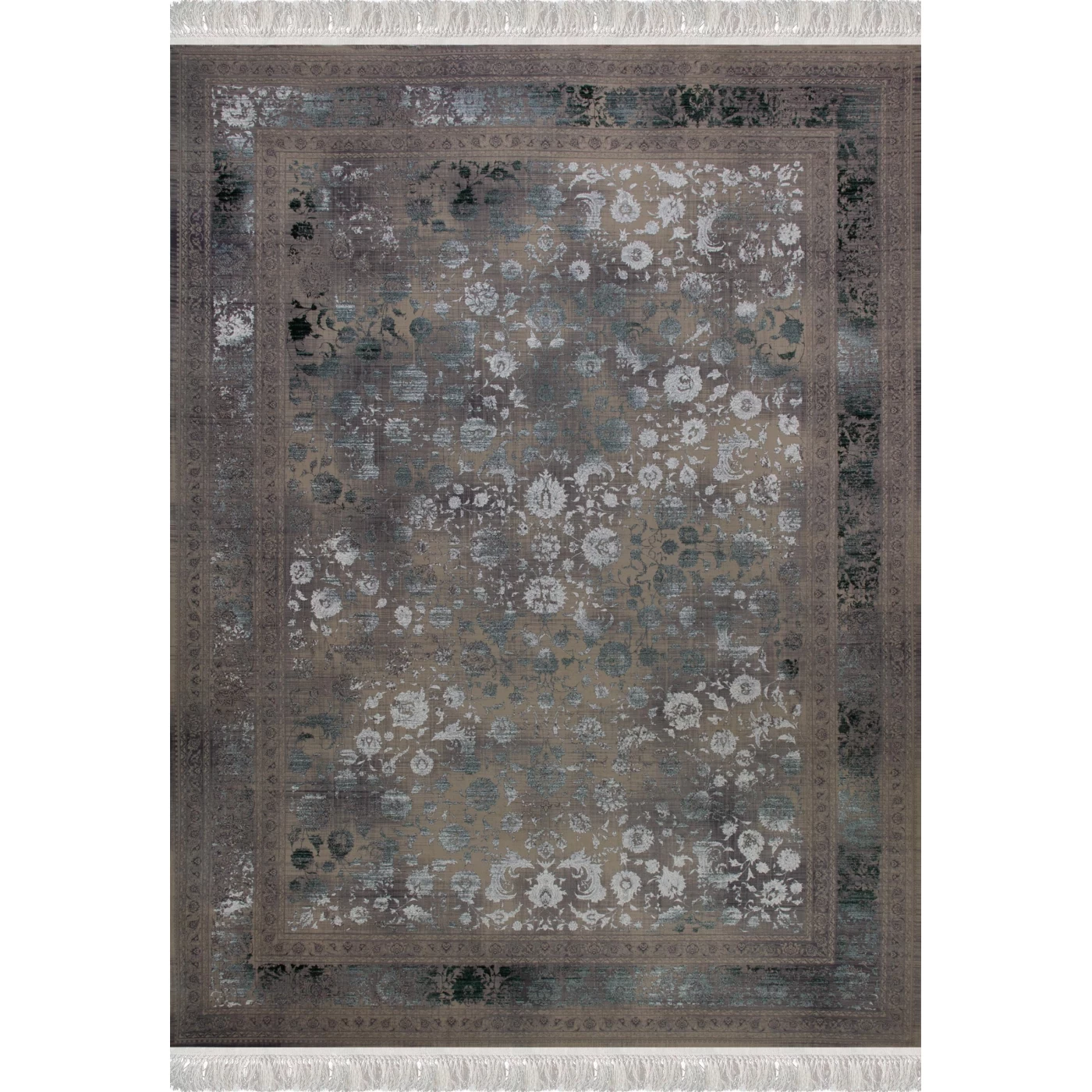 فرش ماشینی ۱۲۰۰ شانه تراکم ۳۶۰۰ گل برجسته طرح هستی صدفی  سبز