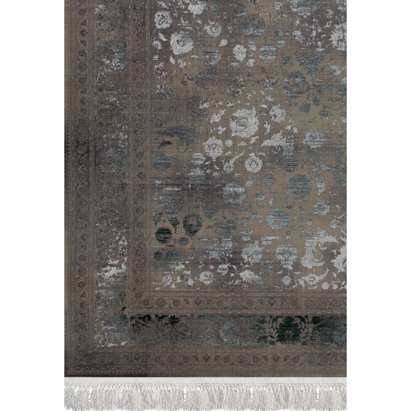 فرش ماشینی ۱۲۰۰ شانه تراکم ۳۶۰۰ گل برجسته طرح هستی صدفی  سبز