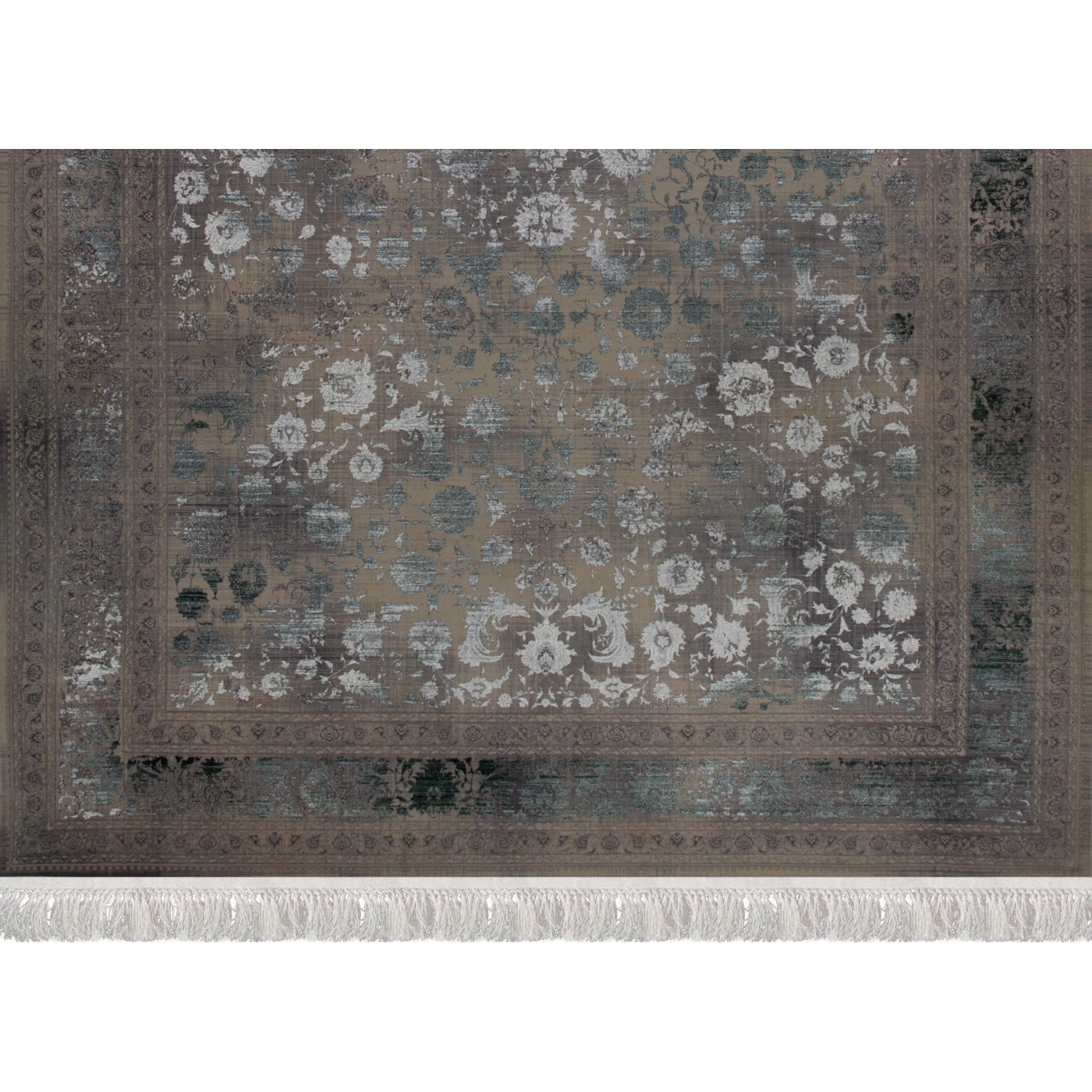 فرش ماشینی ۱۲۰۰ شانه تراکم ۳۶۰۰ گل برجسته طرح هستی صدفی  سبز