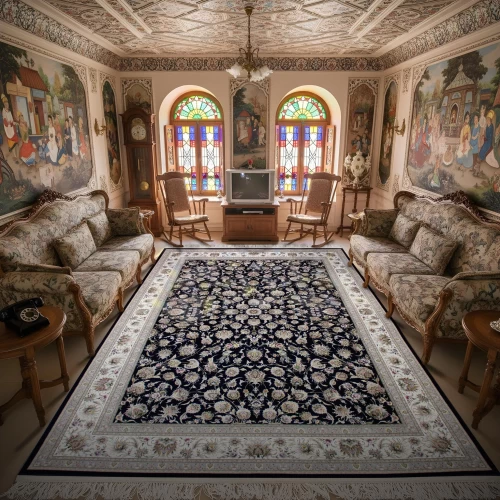 فرش ماشینی ۱۲۰۰ شانه تراکم ۳۶۰۰ گل برجسته طرح هلن سرمه ای