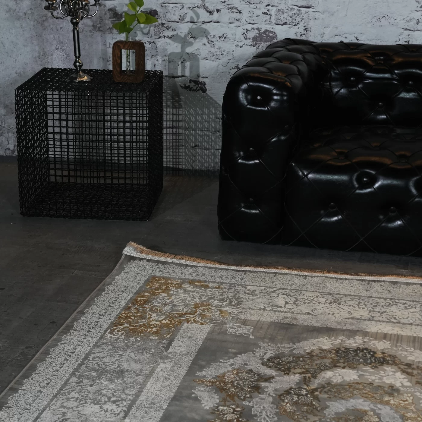 فرش ماشینی 1200 شانه تراکم 3600 گل برجسته طرح هیا فیلی