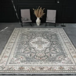 فرش ماشینی 1200 شانه تراکم 3600 گل برجسته طرح هیراد دلفینی - بازارفرش - فرش 1200 شانه