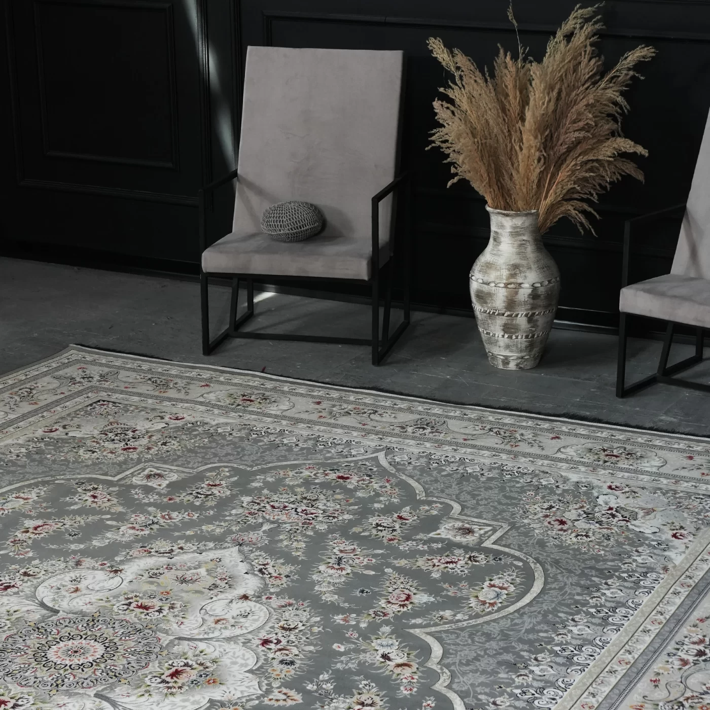 فرش ماشینی 1200 شانه تراکم 3600 گل برجسته طرح هیراد دلفینی