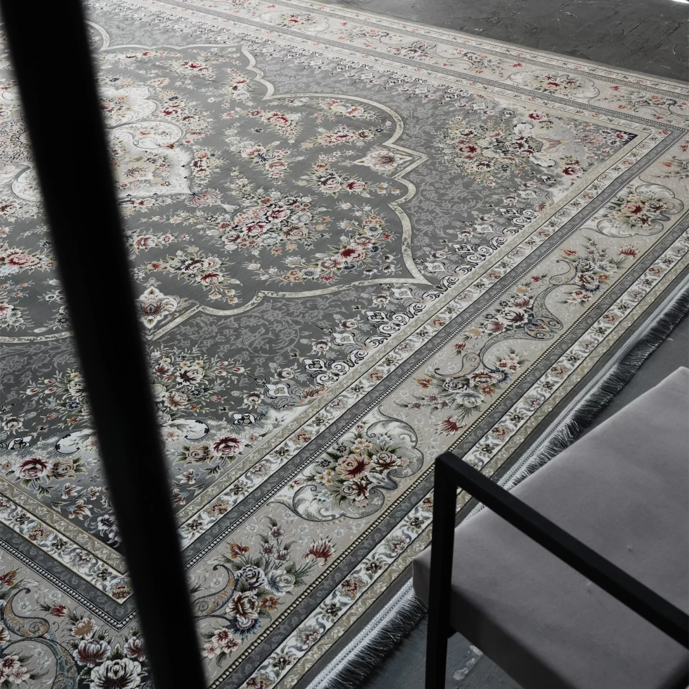  فرش ماشینی 1200 شانه تراکم 3600 گل برجسته طرح هیراد دلفینی