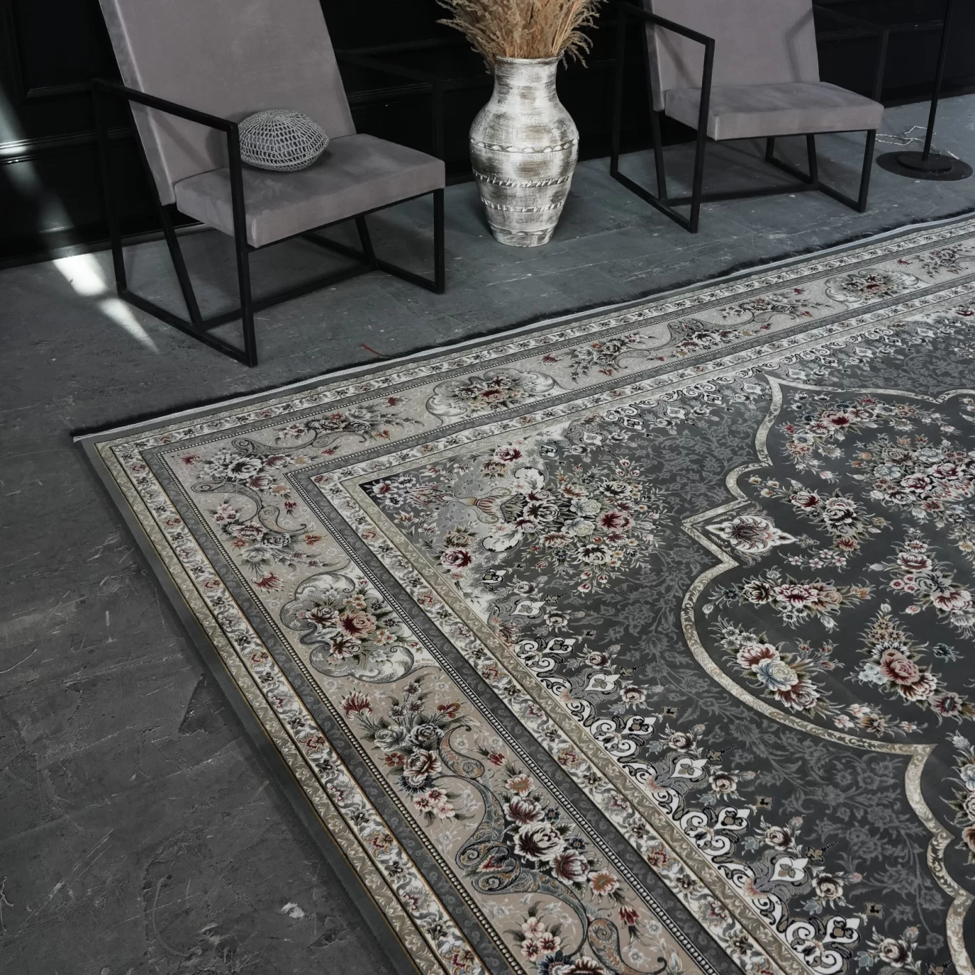  فرش ماشینی 1200 شانه تراکم 3600 گل برجسته طرح هیراد دلفینی