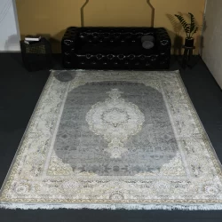 فرش ماشینی 1200 شانه تراکم 3600 گل برجسته طرح هرمان فیلی