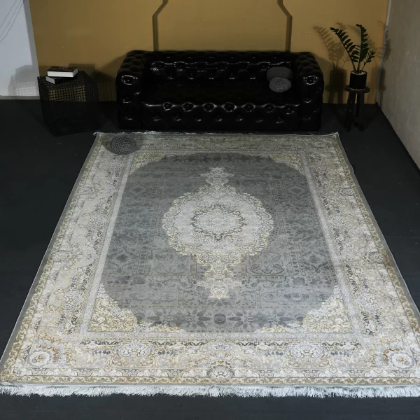 فرش ماشینی 1200 شانه تراکم 3600 گل برجسته طرح هرمان فیلی