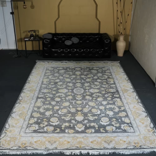 فرش ماشینی 1200 شانه تراکم 3600 گل برجسته طرح همای...