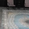 فرش ماشینی 1200 شانه تراکم 3600 گل برجسته طرح جاویدان آبی
