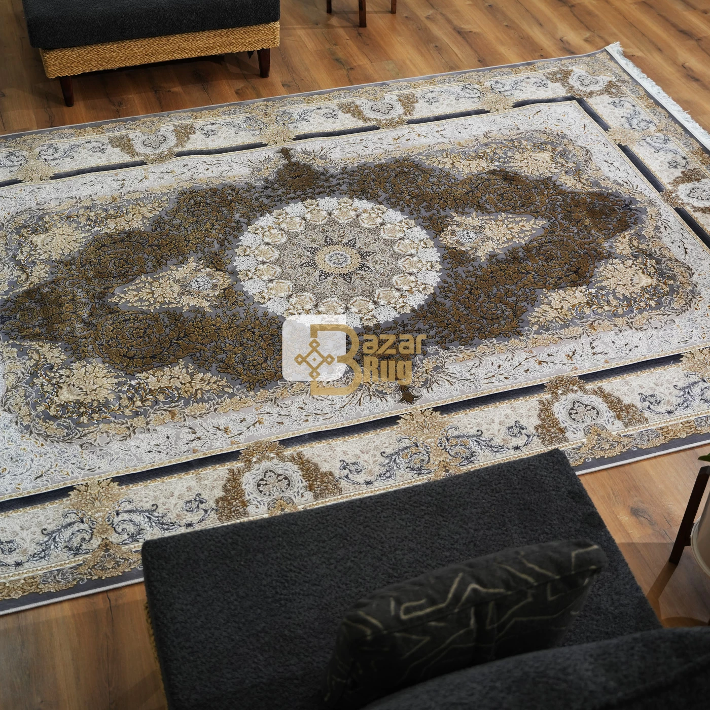 فرش ماشینی ۱۲۰۰ شانه تراکم ۳۶۰۰ گل برجسته طرح جزیره دلفینی