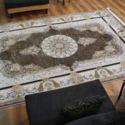 فرش ماشینی ۱۲۰۰ شانه تراکم ۳۶۰۰ گل برجسته طرح جزیره دلفینی - بازارفرش - فرش 1200 شانه