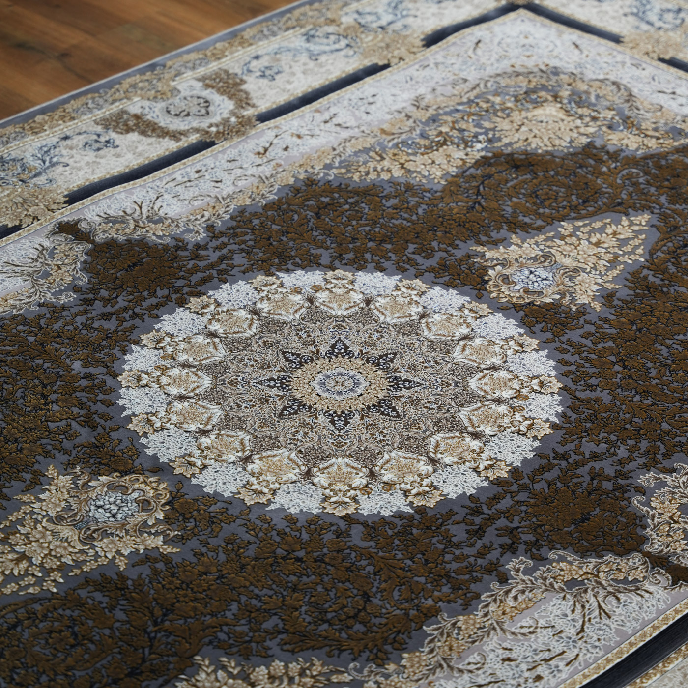 فرش ماشینی ۱۲۰۰ شانه تراکم ۳۶۰۰ گل برجسته طرح جزیره دلفینی