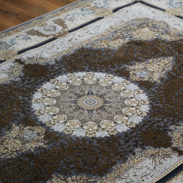 فرش ماشینی ۱۲۰۰ شانه تراکم ۳۶۰۰ گل برجسته طرح جزیره دلفینی