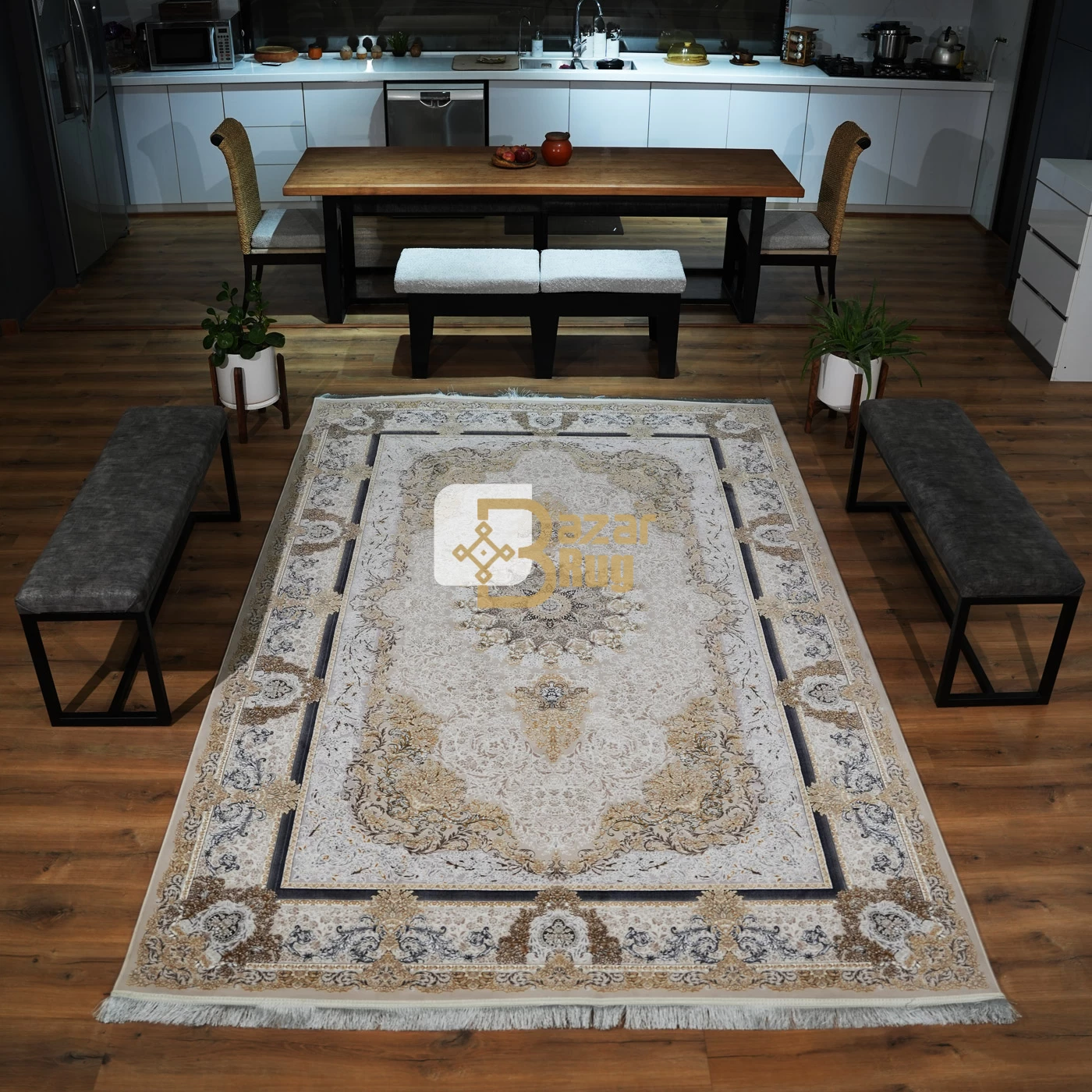  فرش ماشینی 1200 شانه تراکم 3600 گل برجسته طرح جزیره صدفی