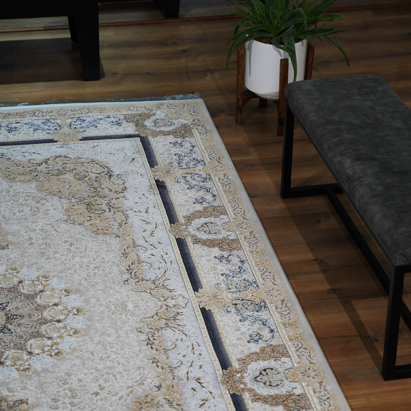  فرش ماشینی 1200 شانه تراکم 3600 گل برجسته طرح جزیره صدفی