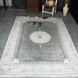 فرش ماشینی 1200 شانه تراکم 3600 گل برجسته طرح خلیفه دلفینی - بازارفرش - فرش 1200 شانه