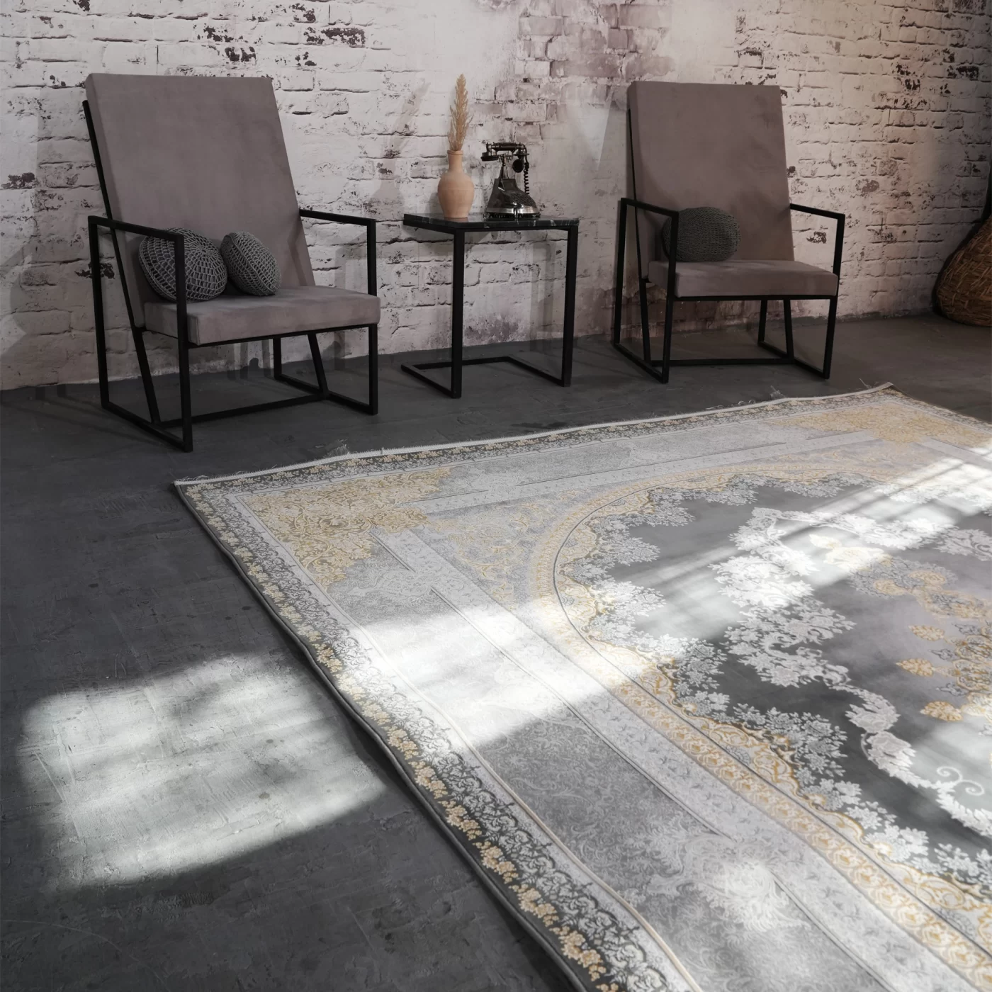 فرش ماشینی 1200 شانه تراکم 3600 گل برجسته طرح کارن دلفینی