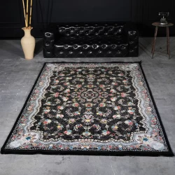 فرش ماشینی 700 شانه تراکم 2550 طرح لاویا سرمه ای - بازارفرش - فرش 700 شانه