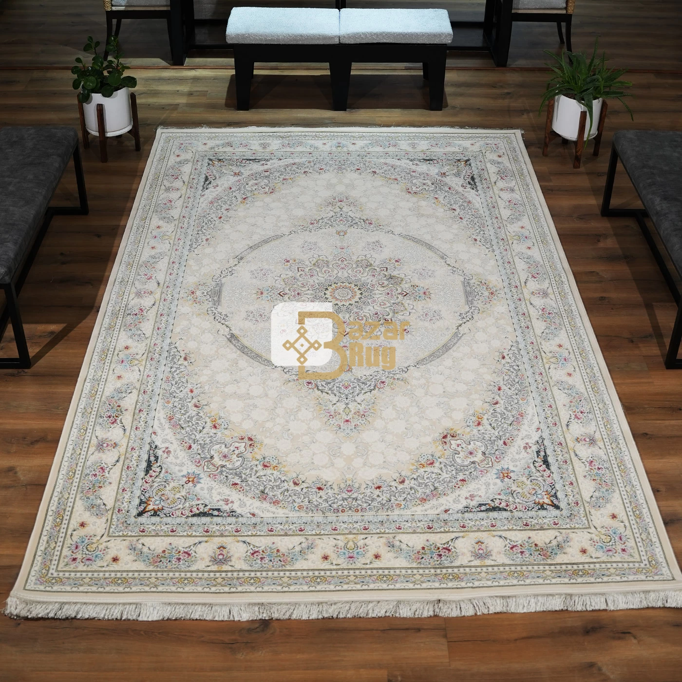  فرش ماشینی 1200 شانه تراکم 3600 گل برجسته طرح مهدا کرم