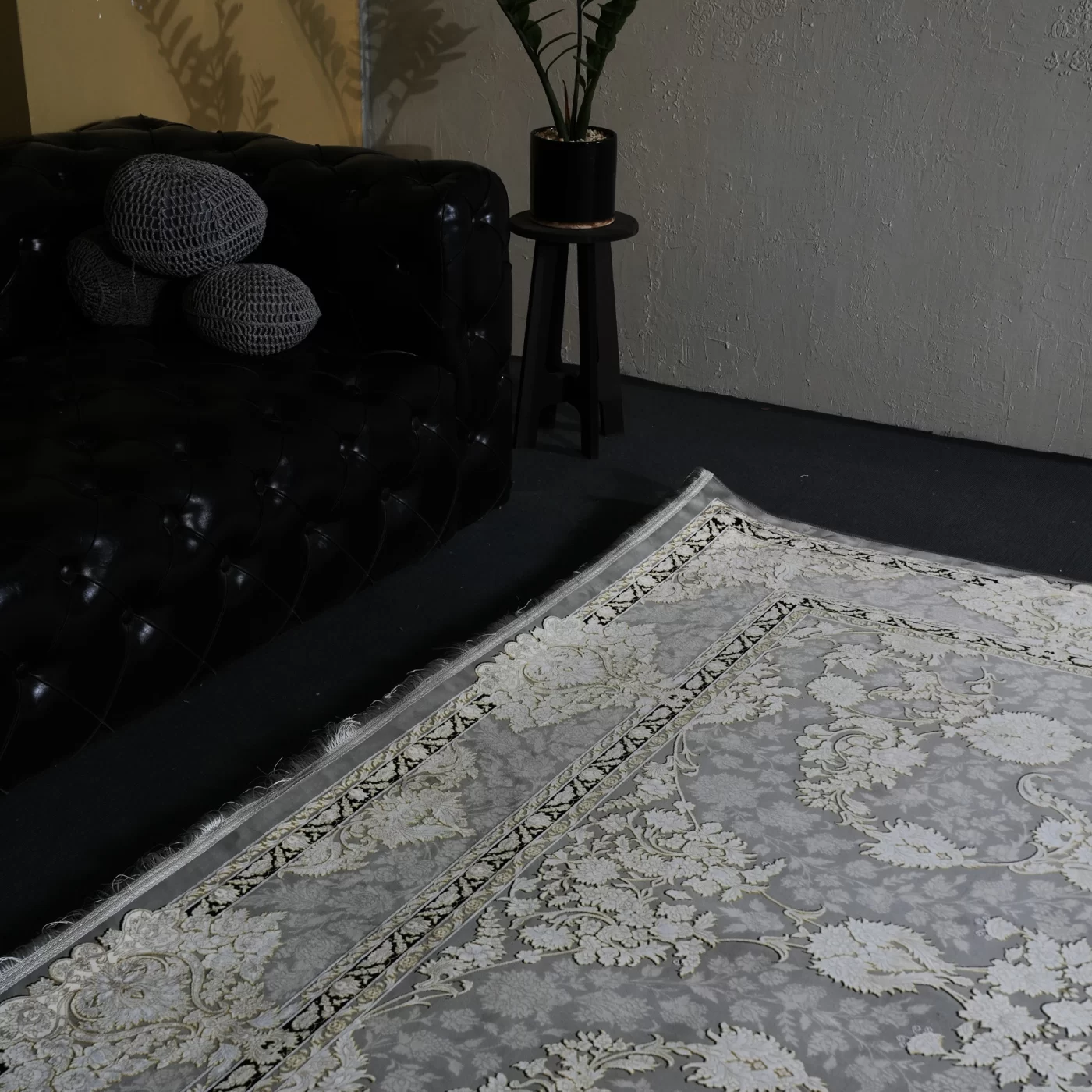 فرش ماشینی 1200 شانه تراکم 3600 گل برجسته طرح ماهگون فیلی