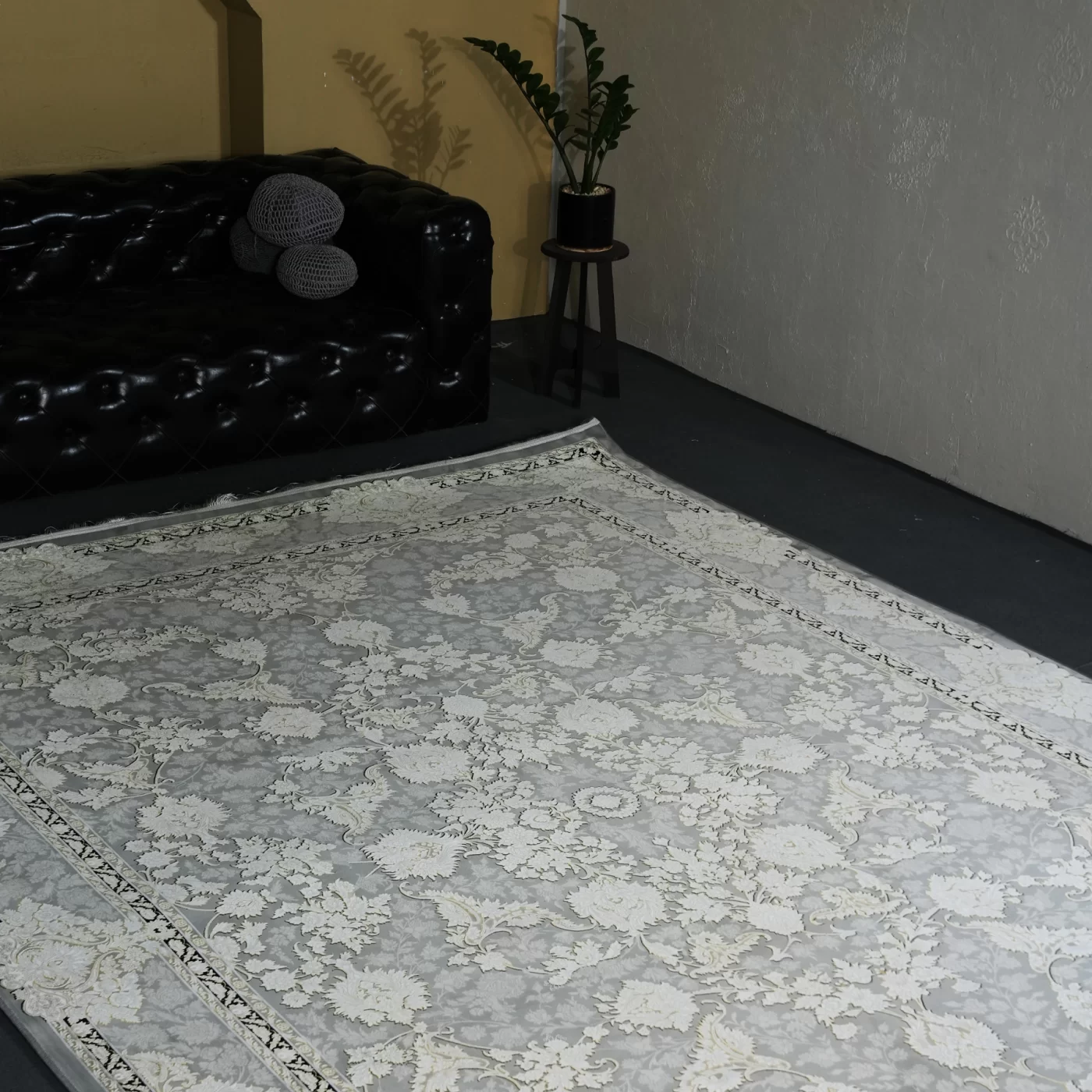 فرش ماشینی 1200 شانه تراکم 3600 گل برجسته طرح ماهگون فیلی