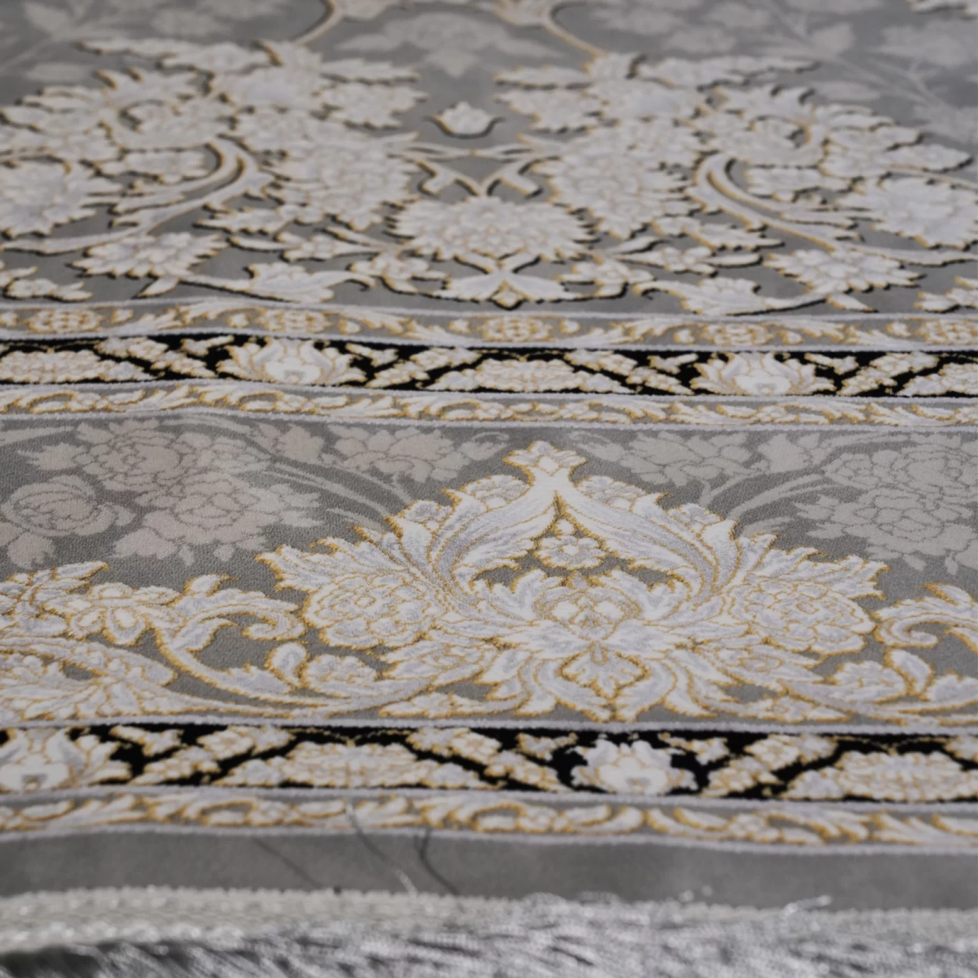 فرش ماشینی 1200 شانه تراکم 3600 گل برجسته طرح ماهگون فیلی