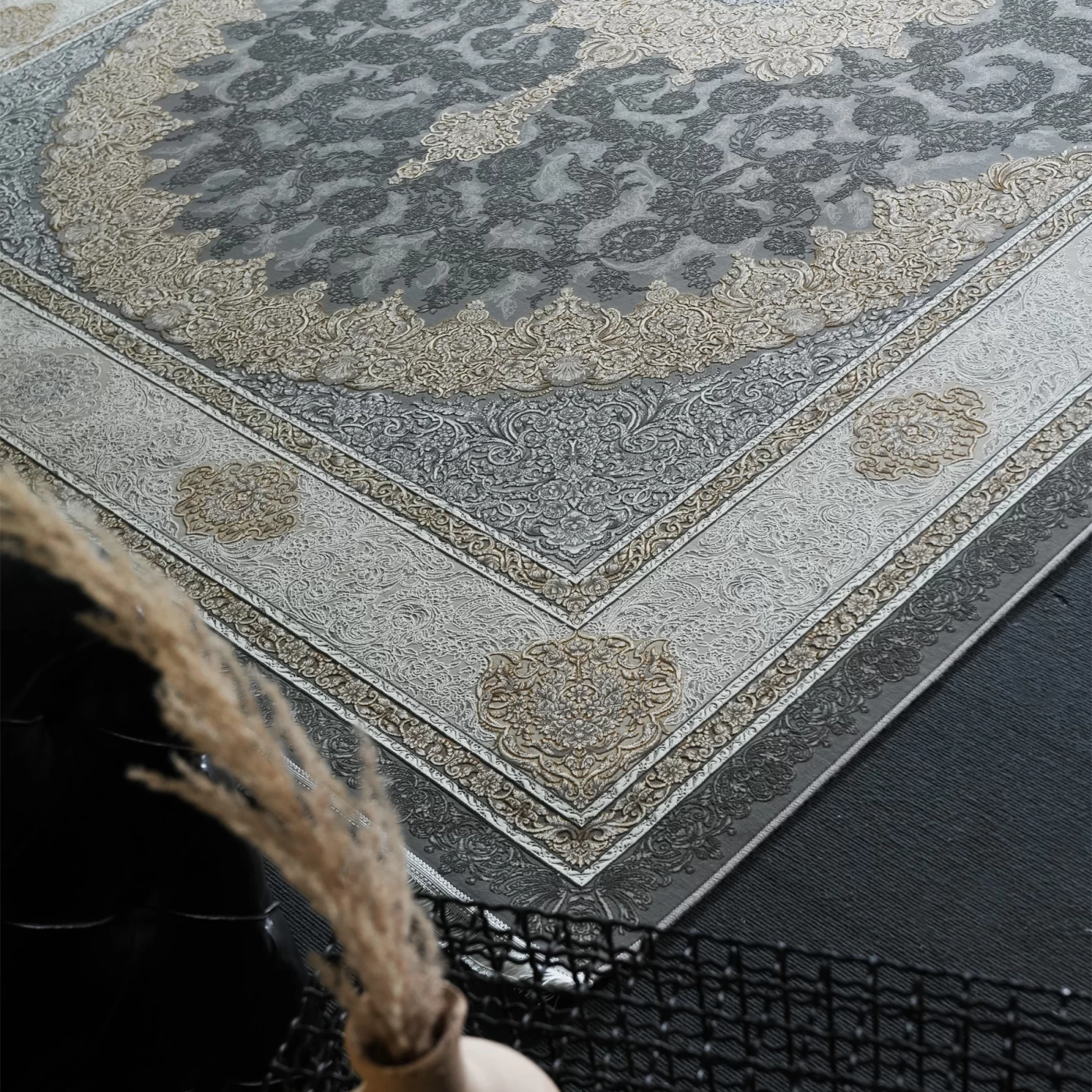 فرش ماشینی 1200 شانه تراکم 3600 گل برجسته طرح مهسان فیلی