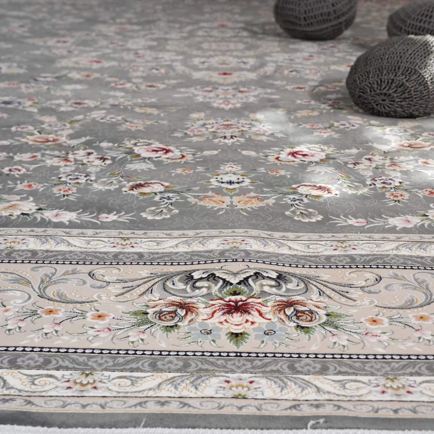 فرش ماشینی 1200 شانه تراکم 3600 گل برجسته طرح ملیکا دلفینی