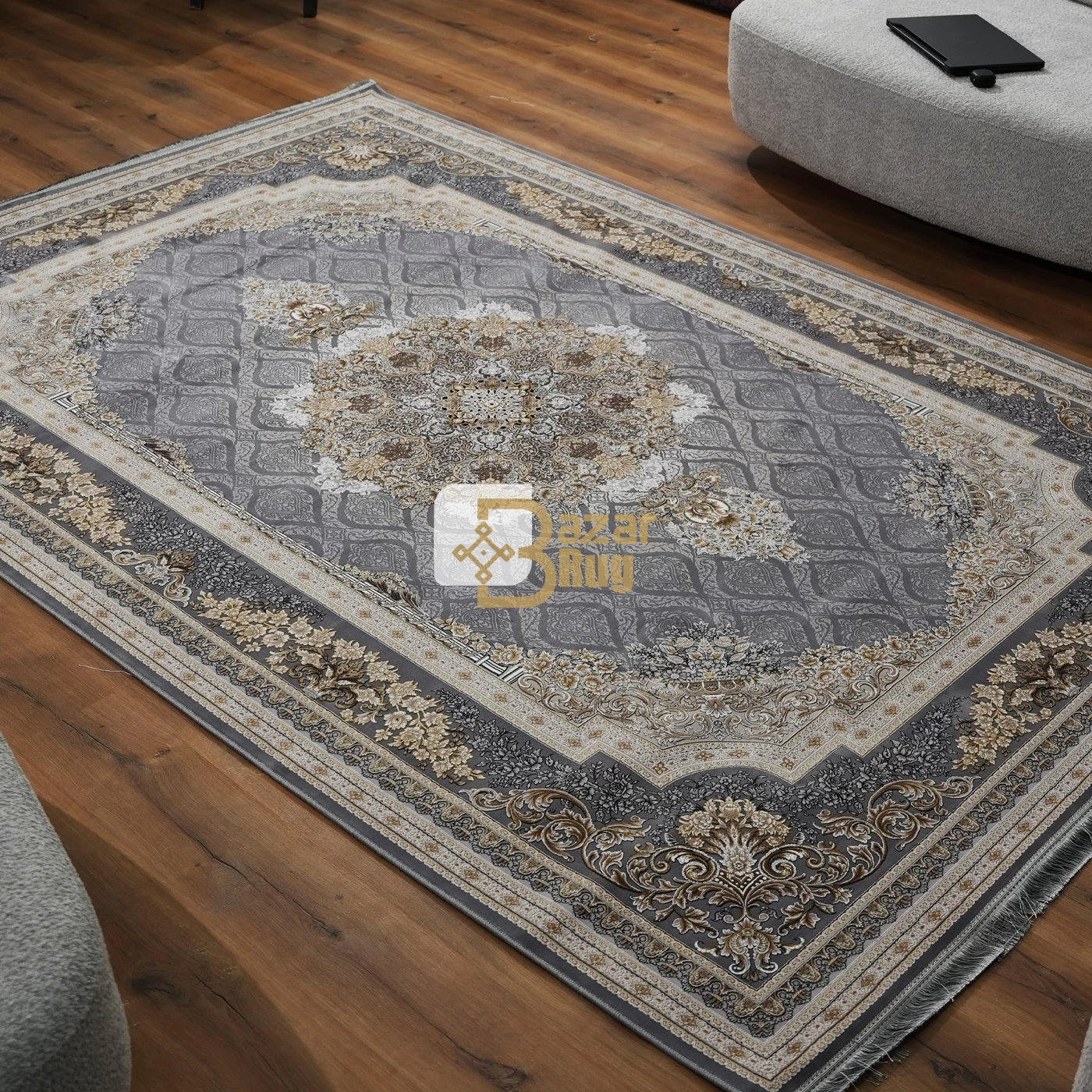 فرش ماشینی 1200 شانه تراکم 3600 گل برجسته طرح مژده دلفینی