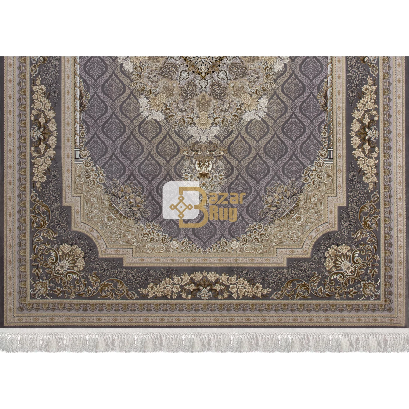 فرش ماشینی 1200 شانه تراکم 3600 گل برجسته طرح مژده دلفینی