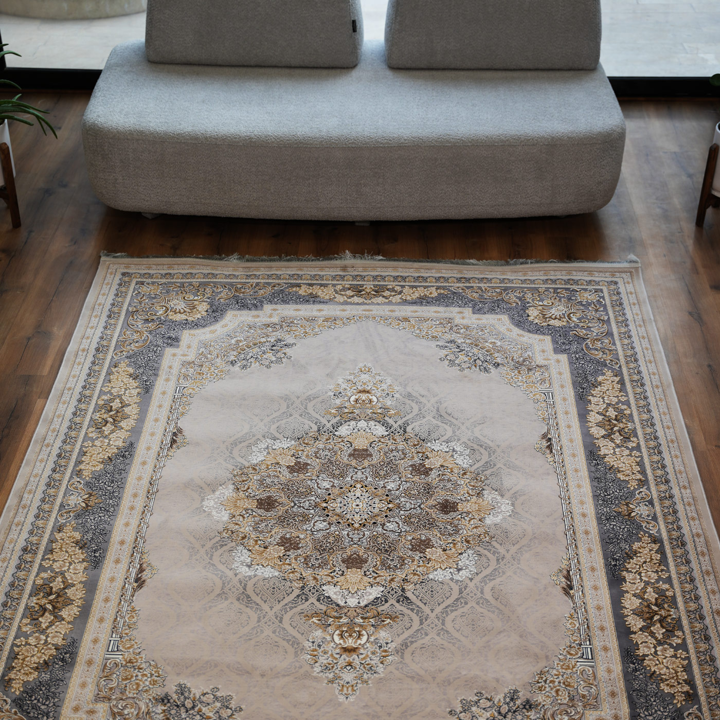 فرش ماشینی 1200 شانه تراکم 3600 طرح مژده صدفی