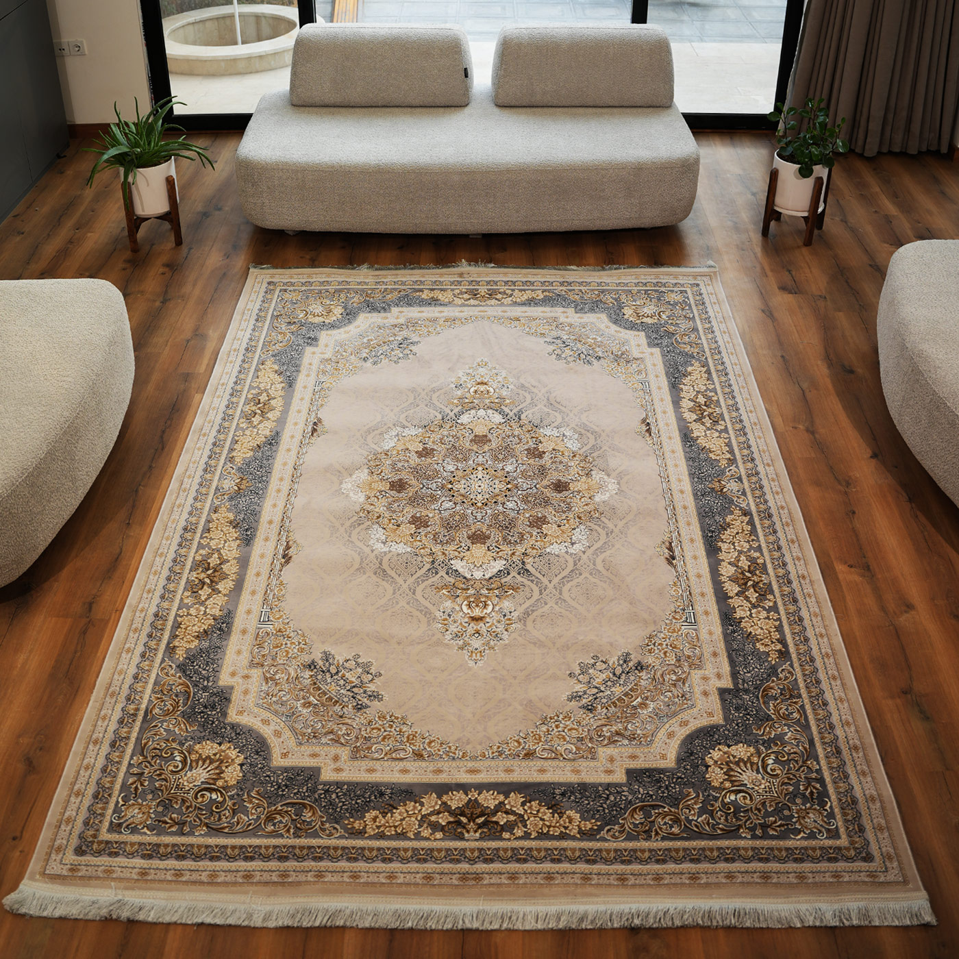 فرش ماشینی 1200 شانه تراکم 3600 طرح مژده صدفی