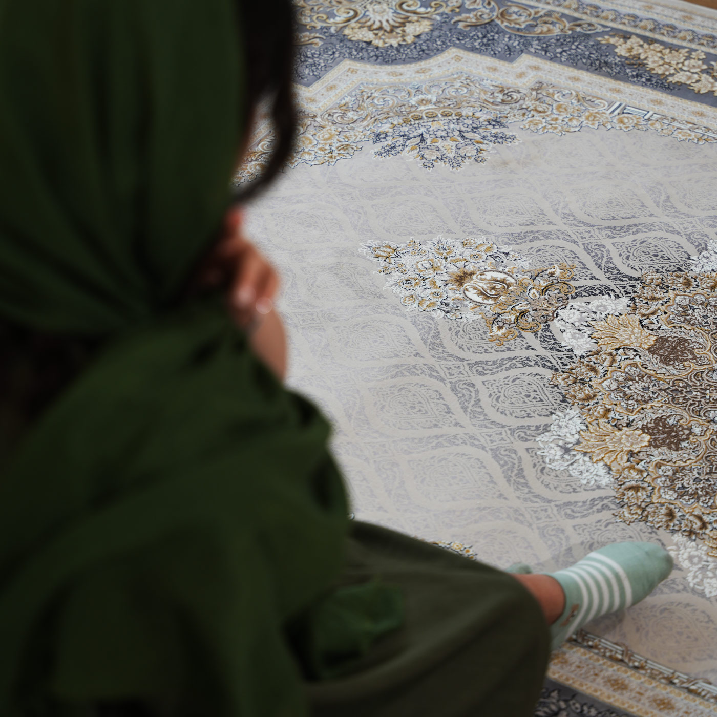 فرش ماشینی 1200 شانه تراکم 3600 طرح مژده صدفی