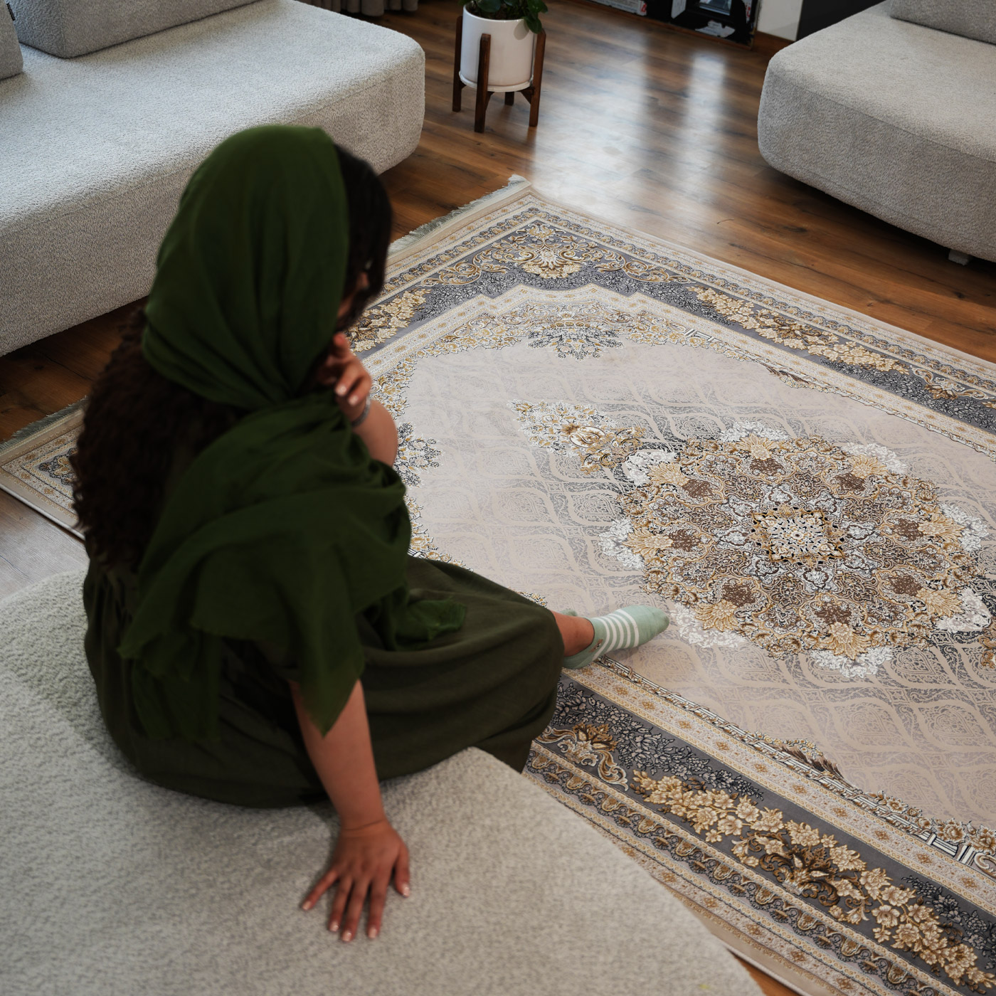 فرش ماشینی 1200 شانه تراکم 3600 طرح مژده صدفی